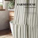 Farmhouse Shower Curtain with Ruffle Hem Linen Shower Curtains for Bathroom Country Vintage Rustic Natural Fabric, Cream-Green Stripe 72" W x 84" L