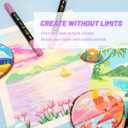 2 x 24 Colors Dual Tip Acrylic Paint Markers, Fine and Brush Tip Acrylic Paint Pens with Automatic Ink Control System for Rock Painting, Canvas, Wood, Glass, Fabric, DIY Crafts Making Art Supplies