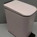 TIPGO Slim Bathroom Trash Can with Lid Soft Close, 6 Liter / 1.6 Gallon Stainless Steel Garbage with Removable Inner Bucket, Small Trash Bins for Bedroom, Office (Pink)