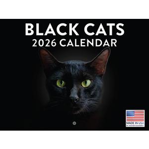 Black Cat Calendar 2026 Wall Black Cats Gifts For Cat Lovers Monthly Calender 12 Month | American Made In The USA