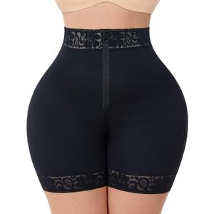 MERYOSZ Tummy Control Panties Butt Lifting Shapewear Shorts for Women Zipper Body Shaper Shorts Thigh Slimmer Underwear (Large, Black)
