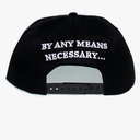 X Hat 3D Embroidered by Any Means Necessary Cap Black Snap Closure