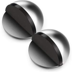 2 Pcs Self Adhesive Door Stoppers, Stainless Steel Floor Door Stop Wall Protector, Half Dome Floor Gate Stopper for Living Room, Bedroom, Bathroom, Office (Bright)