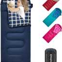 KingCamp 45F Kids Sleeping Bag, Lightweight Waterproof & Compact Flannel Sleeping Bags Cold Weather & Warm Youth Essentials Gear Accessories for Camping, Fits 10-12 Children up to 5'5" Tall (66.9" x 27.5", 8.6F ~44.6F Navy Left)
