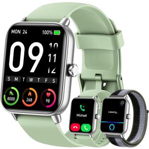 Hingso Smart Watches for Men Women, 1.85" Alexa Built-in Smart Watch for Android Phones & iPhones, 120+ Sport Modes Fitness Watch with Heart Rate/Stress/Sleep Tracker, Step Count Watch, 2 Bands