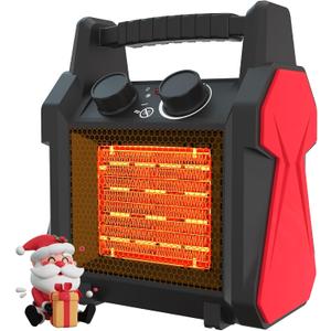 AgiiMan Outdoor Heater for Patio, 1500W Portable Electric Heater with Tip-Over & Overheat Protection, Space Heaters with 3 Heating Modes and Quiet Fan for Garage, Greenhouse, Indoor Outdoor Safe Use (Cinnabar)