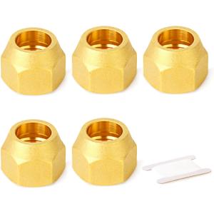 GASHER 10PCS Brass SAE 45 Degree Flare Tube Fitting,3/8" Flare Nut Air Conditioning Copper Pipe Extension Butt Copper Tube Flare Nut