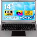 ELECROW 14 Inch Portable Monitor with Keyboard, Lapdock 1080P FHD IPS Display with Built-in Battery, USB C External Computer Monitors Compatible with Raspberry Pi, Phone, Mini PC, Mac, Game Console