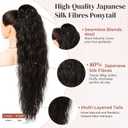 LONAI Ponytail Extension, 34" Long Wavy Drawstring Ponytail Extensions, DP001 Softer Lighter 80% Japanese Import Synthetic Clip in Hair Extensions Natural Looking Hairpiece for Women-Black Brown
