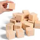 Wooden Cubes, 1.5 Inch Natural Wood Blocks, 36PCS Unfinished Squares With Rounded Corners for Crafts, Alphabet, Numbers or Puzzles Making