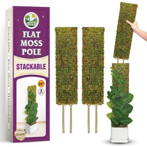 DUSPRO Flat Mesh Moss Poles for Climbing Plants Monstera Stackable Moss Pole for Plants with Real Moss Moss Plant Pole for Potted Plants Handmade Moss Stick for Indoor Plants Grow Upward 2 Pack 22