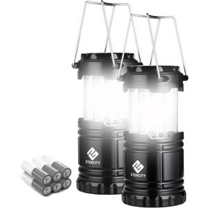 Etekcity Lantern Camping Essentials Lights, Led Flashlight for Power Outages, Survival Gear and Supplies for Emergency, Hurricane Preparedness Items , Battery Operated Lamp, 2 Pack, Black