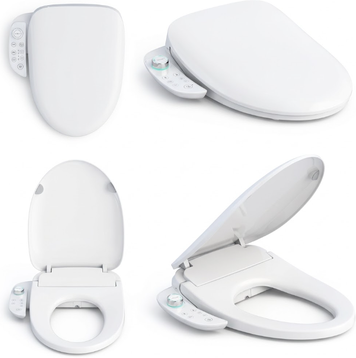 Electric Bidet Toilet Seat - Heated Smart Bidet with 4 Temperature Settings, Self Cleaning Attachment for Home and Hotel Bathrooms(us plug)