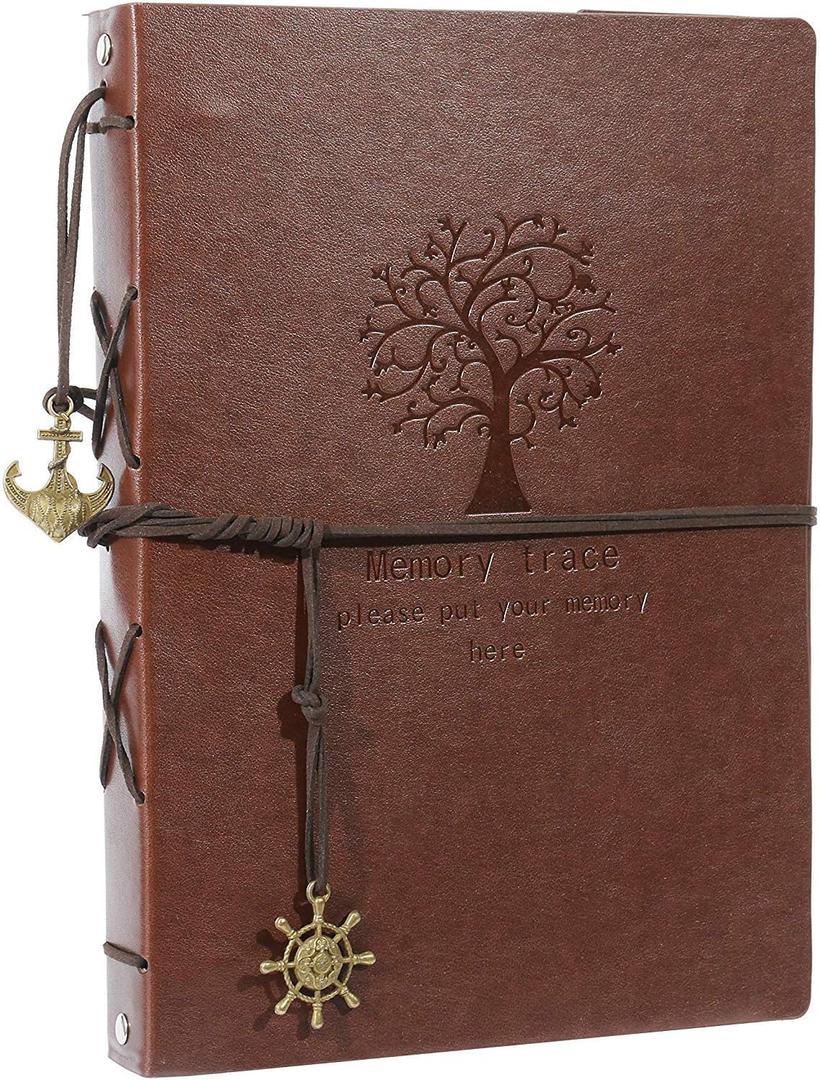 Scrapbook Photo Album, AIOR Leather Scrapbook 60 Pages DIY Vintage Memory Book, Birthday Anniversary Presents Valentines Day Mothers Day Gifts for Him Her Women Men Mom Dad (Tree)