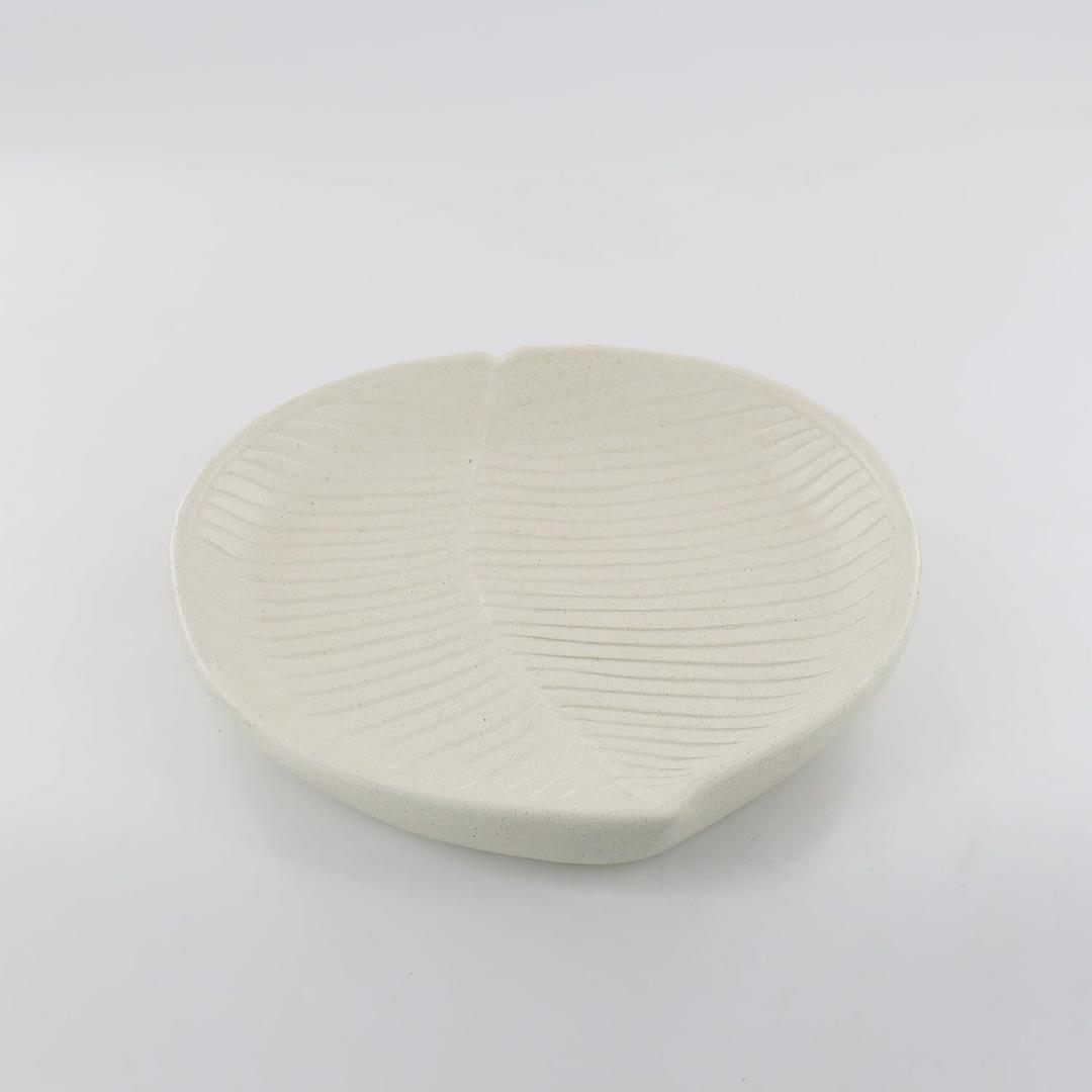 13" Large Decorative Leaf Tray decor, White Leaf Decorative Bowls for Home Decor, Organic Modern Home Decor, Stylish Key Bowl for Entry Table, Decorative Fruit Bowl for Kitchen Counter