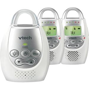 VTech DM221-2 Digital Audio Baby Monitor with 2 Parent Units, DECT 6.0, 1000ft Long Range, Talk Back Intercom, Vibrating Alert, Night Light, Rechargeable - White
