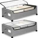Under Bed Storage with Wheels, 2 Pack Under Bed Storage Containers, 10.6 inches Tall Underbed storage bins on Wheels, Rolling Under the Bed Metal Drawers for Clothes, Blankets, Shoes (XXXL, 90L)