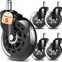 COMHOMA 5PCS Office Chair Wheels, Upgraded Heavy Duty Caster Wheel for Gaming Chairs, 4.5 Inch Smooth & Silence Rubber Wheels Fits Most Chair Replacement, Safe Casters for All Floor Carpet