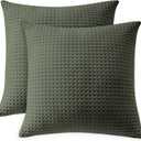 100% Egyptian Cotton 600 TC Waffle Weave Throw Pillow Covers 2 Pack, 20" x 20"