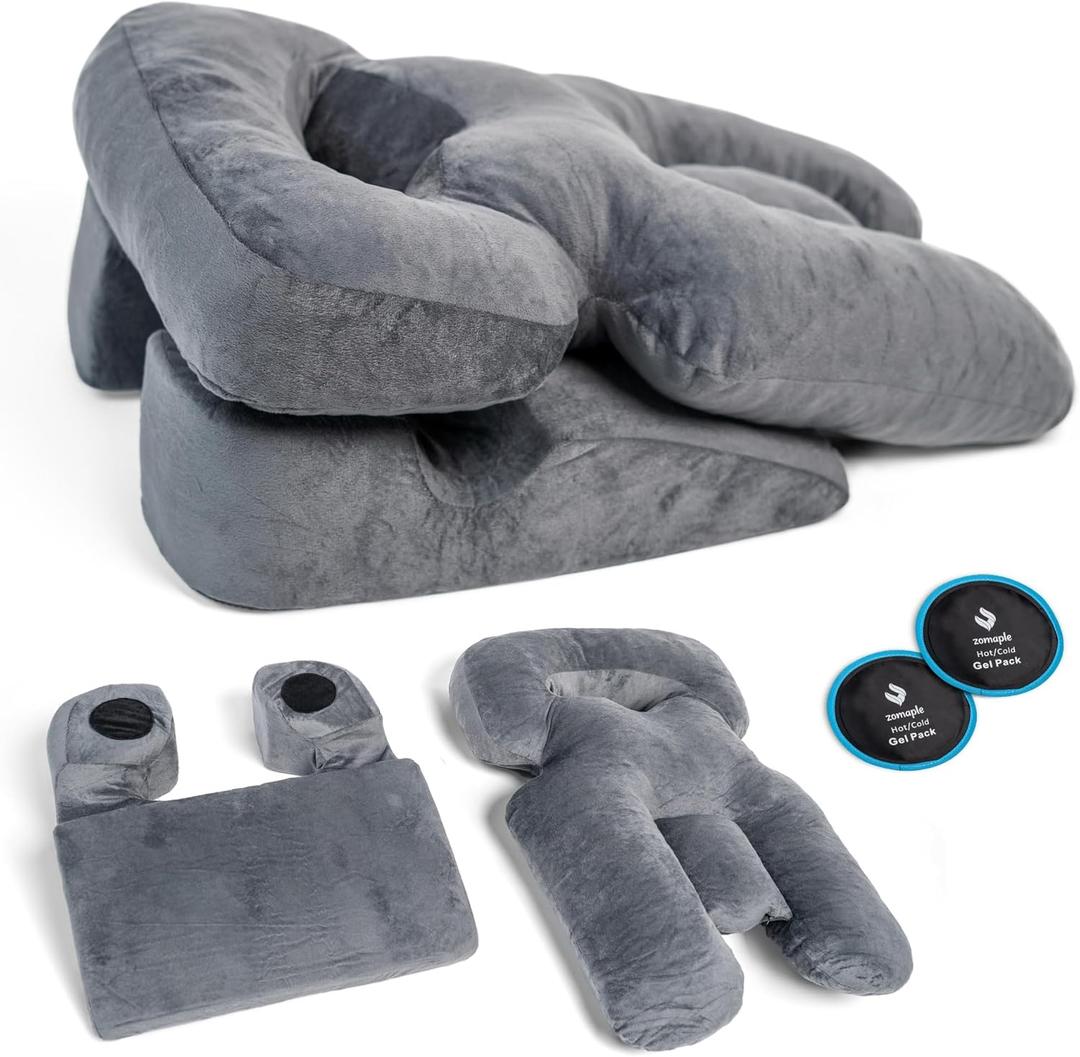 Zomaple Face Down Pillow After Eye Surgery  Memory Foam, Washable Cover, & Ventilated Design  Facedown Pillow for Sleeping, BBL Equipment, Retinal & Vitrectomy Recovery (Grey)