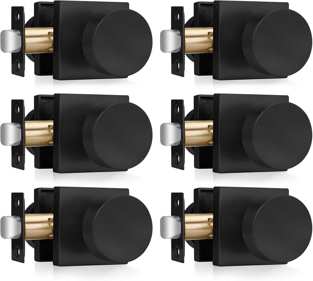 Haidms Matte Black Door Knobs Passage, Heavy Duty Square Matte Black Hall and Closet Door Knobs for Hallway, Zinc Alloy Passage Door Knob Hallway (6 Pack)
