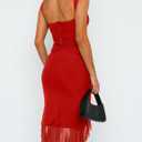 BORIFLORS Women's Sexy Ruched Bodycon Midi Dresses Elegant Sleeveless Backless Ruffle Hem Cocktail Party Tank Dress (Red, S)