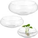 3 PCS Round Glass Vase Bowl, 6"/ 8"/10" Wide Mouth Round Glass Bowls, Succulent Planters, Fish Tank, Bubble Vases, Floral Decor Centerpieces, Flower Pots for Home Decoration (3PCS)