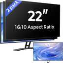 [2 Pack] 22 Inch Computer Privacy Screen Filter for Monitor 16:10 Aspect Ratio, Eye Protection Anti Blue Light Privacy Shield and Anti-Glare Protector, 22inch Removable Anti-Scratch 22in Protector Film