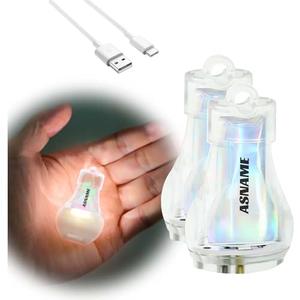 ASNAME Mini Lantern LED Flashlight, Small Keychain Flashlight Rechargeable USB, Waterproof Pocket Purse Light with Magnetic for Camping Nighttime, EDC Gear Tools Keychian Light (Warm White-2Pcs)