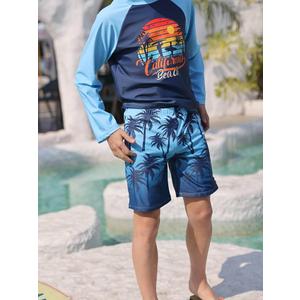 Boys Two Piece Rash Guard Swimsuits Kids Short Sleeve Swimwear Sets Quick Dry Bathing Suit 3-10 Years, 152