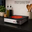 OVENTE Infrared Ceramic Single Burner, 1200W Electric Countertop Hot Plate with Black Crystalline Glass, Portable Stainless Steel Cooktop for Home, Office, or Dorm Use, Black BGI301GB