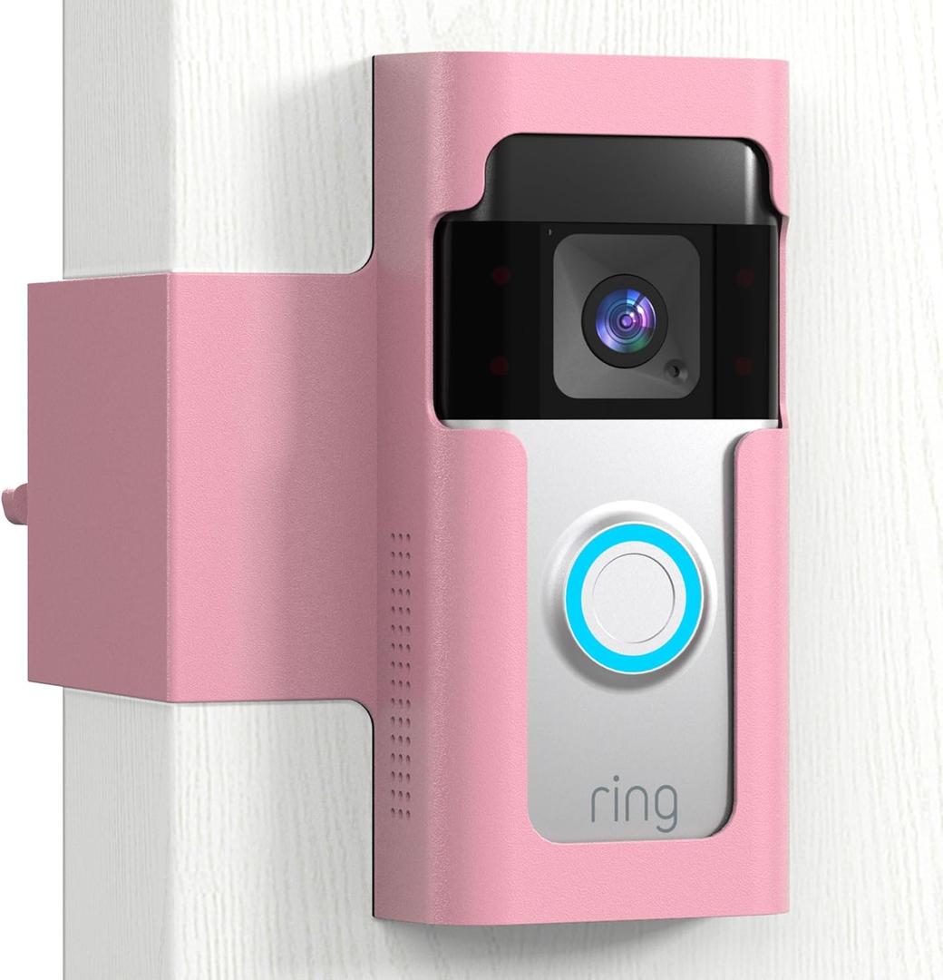 Ring Doorbell Mount - Pink, All Metal Anti Theft Doorbell Holder for Ring & Blink, No Drill Required