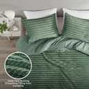 Intelligent Design Twin Comforter Set, Cozy Plush Bedding, Microfiber Reverse, 2 Piece, Lightweight, Super Soft Ribbed Velvet Comforter 1 Sham, All Season Fluffy Bed Set, Avril, Twin/Twin XL Green