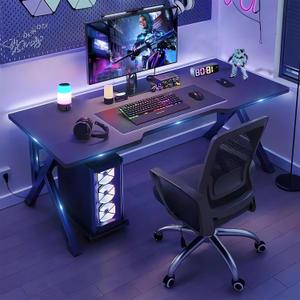 WNGASY Large Gaming Desk, K-Shaped PC Gaming Table for Home Office, Ergonomic Computer Desk, Space-Saving, Easy Assembly(Black 48 Inch)