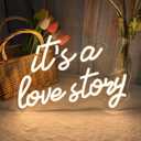 Its a Love Story Neon Sign, Warm White USB Led Light Up Signs for Bedroom Aesthetic Birthday Wedding Party Gift Boyfriend Girlfriend Lover Women Men Room Bathroom Decoration Gift, 15.7 x 11.8 Inch
