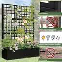 Metal Planter with Trellis 72" x 47 x 16", Raised Garden Bed with Trellis, Planter Box with with Privacy Screen for Climbing Plants, Flowers, Vegetables, Fruits, Black