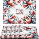 Blushtier 6 Pcs Happy Passover Placemats Washable Seder Matzo Table Mats Pesach Decorations Durable Non Slip Heat Resistant Table Mats for Kitchen Dining Room Home, 12 x 18 Inch (Pomegranate Flower)