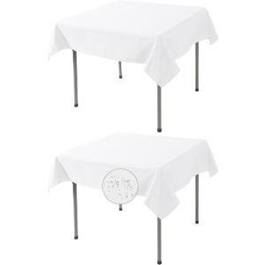 Fokitut 2 Pack Waterproof Square Tablecloth, 52x52 Inch, Stain Resistant and Wrinkle Polyester Table Cloth, Fabric Table Cover for Kitchen Dining, Wedding, Party, Holiday Dinner-White