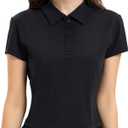 Women's Cropped Polo Shirts Athletic Golf Tennis Shirts Short Sleeve Moisture Wicking Collared Sports T-Shirts, Medium