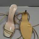 GATUXUS Sexy Women's Stilettos High Heel Gladiator Strappy Sandals Square Toe Lace Up Dressy Pumps Shoes (Gold, numeric_10)