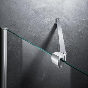 Frameless Shower Door Support Bar, Stainless Steel Wall-to-Glass Support Arm to Fixed Shower Glass Panel, for 1/4"-3/8" (6-10 mm) Door, 180 Pivot & Stow-Flat Mode (Brushed Nickel, 23.6-inch(600mm))