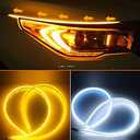 YM E-Bright Led Strip Lights for Cars, SUV, Motorcycle Daytime Running Lights Turn Signal Bulb DRL Sequential Switchback Led Strip Amber/Yellow & White (2Pcs 60CM/24 Inch)