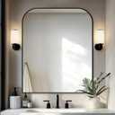 Delma Bathroom Vanity Mirror,36" x 30" Black Metal Framed Wall Mirror for Over Sink, Living Room, Bedroom,Entryway Decor