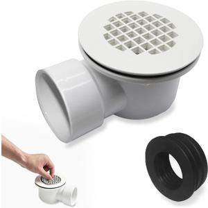 Low Profile Shower Drain, 1.5 Side Outlet Drain Assembly,Perforated Strainer, for 1.5" or 2" Shower Drain, Replacement Base PVC Side Outlet Drain