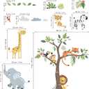 decalmile Jungle Animals Tree Wall Decals Elephant Giraffe Lion Safari Wall Stickers Baby Nursery Kids Bedroom Living Room Wall Decor