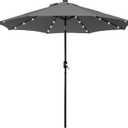 Yaheetech 9FT Solar Powered Patio Umbrella - UV Protection Market Table Umbrella w/ 32 LED Lights & Push Button Tilt & Crank Lift System for Garden/Lawn/Deck/Backyard/Pool, Gray