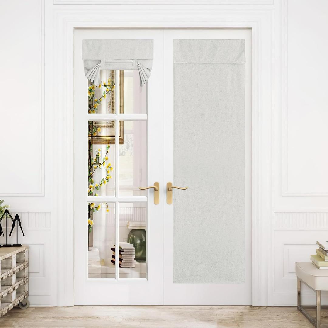NICETOWN 100% Blackout Curtains, French Door Curtains for Privacy, Thermal Insulated Tricia Front Door Sidelight Curtain Tie up Shade, (Ivory White, 26" W x 72" L, 1 Panel)