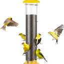 Kingsyard Metal Finch Feeder for Thistle/Nyjer Seed, Tube Bird Feeders for Outdoors Hanging, 2 lbs Large Capacity, Easy to Refill & Clean, Yellow