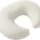 Nursing Pillow and Positioner with Cover for Breastfeeding and Bottle Feeding, Propping Baby, Tummy Time, Baby Sitting Support, Awake-Time Support (Beige, 22" x 17.7" x 5.9")