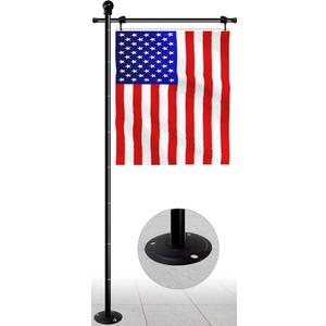 Koutemie 10FT Garden Flag Pole Stand with Metal Base for 3x5 American Flags, Adjustable Heavy Duty Outdoor Flagpole Holder Kit for Wooden Floor or Hard Ground, 1 Pack